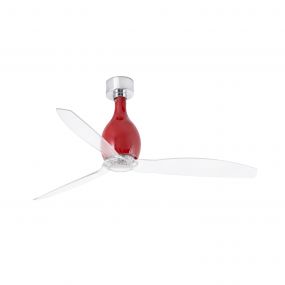 Faro Mini Eterfan - plafondventilator met afstandsbediening - slimme ventilator -  Ø 128 cm  rood en transparant