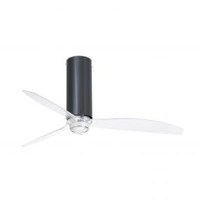 Faro Tube - plafondventilator met licht en afstandsbediening - Ø 128 cm - 17W LED incl. - zwart en transparant