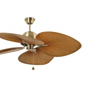Faro Cuba - plafondventilator met trekschakelaar - Ø 132 cm - antiek messing en bruin