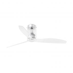 Faro Mini Tube - plafondventilator met afstandsbediening - Ø 128 cm - chroom en transparant