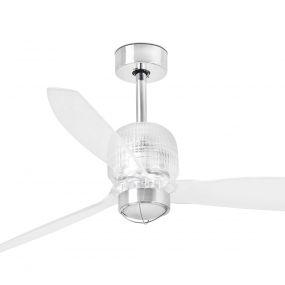 Faro Deco Fan - plafondventilator met licht en afstandsbediening - Ø 128 cm - 17W LED incl. - chroom en transparant