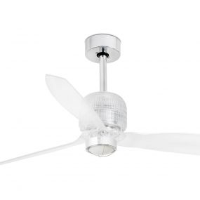 Faro Deco Fan - plafondventilator met licht en afstandsbediening - slimme ventilator - Ø 128 cm - 17W LED incl. - chroom en transparant