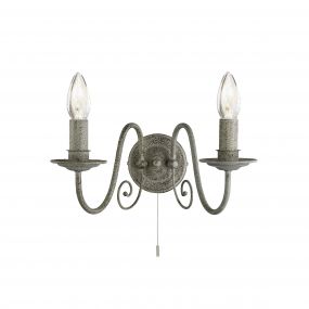 Searchlight Greythorne - wandverlichting met trekschakelaar - 30 x 16 cm - grijs