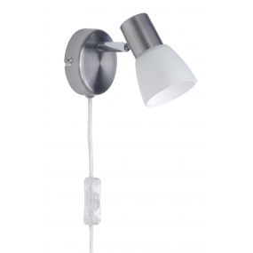 Brilliant Luca 1 Switch - wandlamp - 8,5 x 16,5 x 8,5 cm - satijn chroom