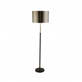 Searchlight Floor - staanlamp - Ø 40 x 115 cm - geborsteld zwart chroom