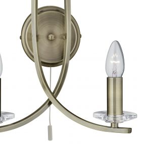 Searchlight Ascona - wandverlichting met trekschakelaar - 28 x 30 cm - antiek messing