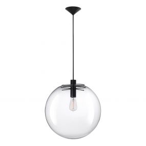 Nova Luce Ovvio - hanglamp - Ø 40 x 195 cm - transparant en zwart