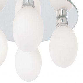 Searchlight Global - plafondlamp badkamer - Ø 25 x 11 cm - 4 x 2,5W LED incl. - IP44. - opaal en  chroom