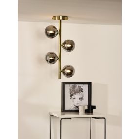 Lucide Tycho - plafondverlichting - Ø 22 x 48 cm - mat goud