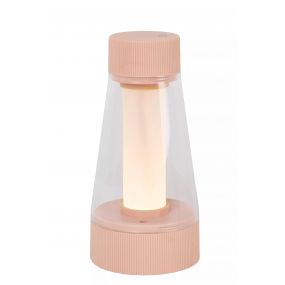 Lucide Lorali - oplaadbare tafellamp - Ø 7,7 x 16 cm - 1,2W LED met dimfunctie incl. - IP44 - roze