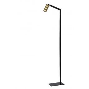 Lucide Sybil - staanlamp - 40 x 12,5 x 145 cm - zwart & mat goud/messing