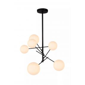 Lucide Alara - hanglamp - Ø 72 x 116 cm - zwart en opaal 