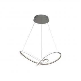 Searchlight Magic - hanglamp - Ø 58 x 150  cm - 29W dimbare LED incl. - satijn zilver en wit