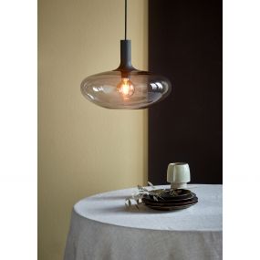 Nordlux Alton - hanglamp - Ø 35 x 330 cm - zwart en gerookt glas