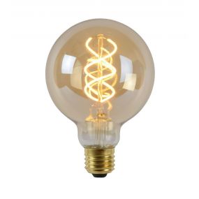 Lucide LED filament lamp - Ø 9,5 x 13,8 cm - E27 - 4,9W dimbaar - 2200K - amber