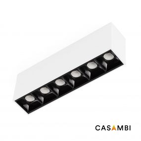 Faro Neso Point-6 - armatuur voor magnetische rail - 16,4 x 3,4 x 5,6 cm - 8W CASAMBI LED warm wit (2700K) incl. - 34° lichtbundel - wit