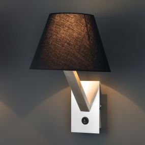 Maxlight Orlando - wandverlichting - Ø 22 x 30 cm - zwart en geborsteld metaal