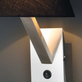 Maxlight Orlando - wandverlichting - Ø 22 x 30 cm - zwart en geborsteld metaal