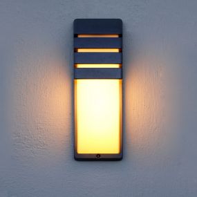 Lutec City - buiten wandlamp - 11 x 12 x 35 cm - IP44 - donkergrijs