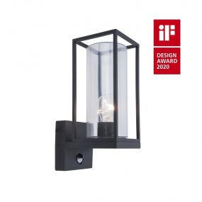 Lutec Flair - buiten wandverlichting met bewegingsmelder - 12 x 17,2 x 31,3 cm - IP44 - mat zwart