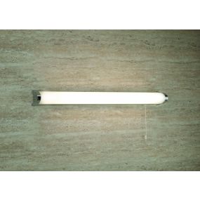 Searchlight Poplar - wandverlichting met trekschakelaar - 65 x 6,8 cm - 14W LED incl. - IP44 - wit chroom