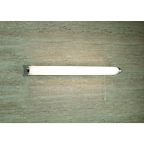 Searchlight Poplar - wandverlichting met trekschakelaar - 65 x 6,8 cm - 14W LED incl. - IP44 - wit chroom (stockopruiming!)
