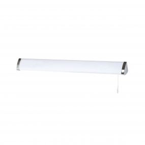 Searchlight Poplar - wandverlichting met trekschakelaar - 65 x 6,8 cm - 14W LED incl. - IP44 - wit chroom (stockopruiming!)