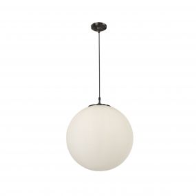 Searchlight Atom - hanglamp - Ø 30 x 120 cm - mat opaal en mat zwart