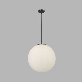 Searchlight Atom - hanglamp - Ø 30 x 120 cm - mat opaal en mat zwart