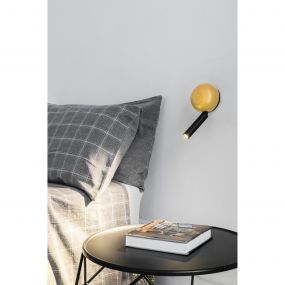 Faro Press - wandverlichting met schakelaar - 10,4 x 6,5 x 21,3 cm - 3W LED incl. - glanzend geel en zwart