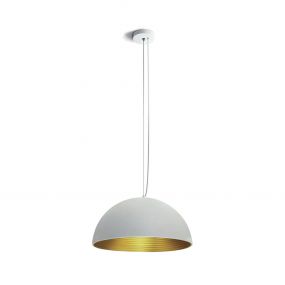 ONE Light Bowl Shade Pendant - hanglamp - Ø 40 x 180 cm - wit en messing