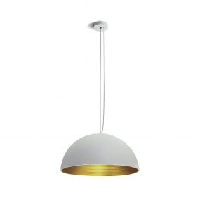 ONE Light Bowl Shade Pendant - hanglamp - Ø 50 x 185 cm - wit en messing