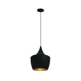 ONE Light Retro Pendants - hanglamp - Ø 24 x 190 cm - zwart en messing