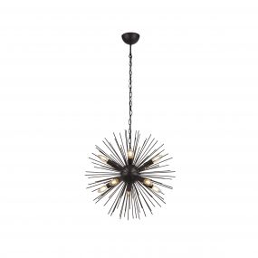 Searchlight Sputnik - hanglamp - Ø 56 x 120 cm - mat zwart
