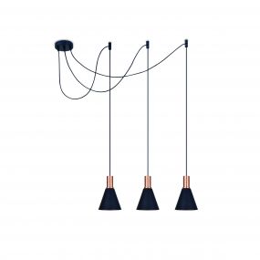ONE Light E27 Round - hanglamp - Ø 15,3 x 22,8 cm - zwart en koper