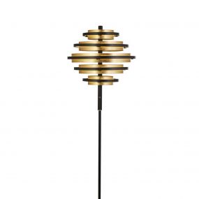 Searchlight Hive - staanlamp - Ø 40 x 148 cm - 37W dimbare LED incl. - zwart en goud