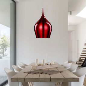 Searchlight Vibrant - hanglamp - Ø 26 x 160 cm - wijnkleur