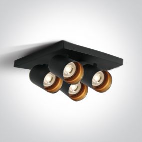 ONE Light Retro GU10 Spots - opbouwspot 4L - 25,5 x 25,5 x 10 cm - zwart
