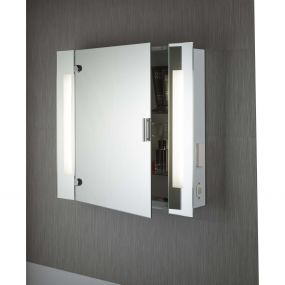 Searchlight Bathroom Mirrors - spiegel met verlichting - 66 x 60 cm - 9,6W LED incl. - IP44 - wit en chroom