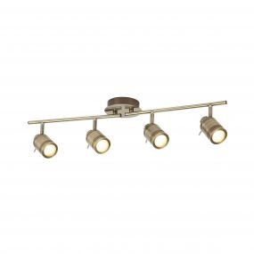 Searchlight Samson - opbouwspot 4L - 79 x 13 x 19,5 cm - 4 x 5W dimbare LED incl. - IP44 - antiek messing