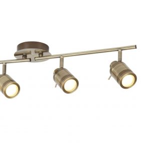 Searchlight Samson - opbouwspot 4L - 79 x 13 x 19,5 cm - 4 x 5W dimbare LED incl. - IP44 - antiek messing