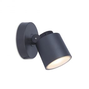Lutec Explorer - buiten wandlamp - 10 x 13 x 11 cm - 5,9W LED incl. - IP54 - donkergrijs