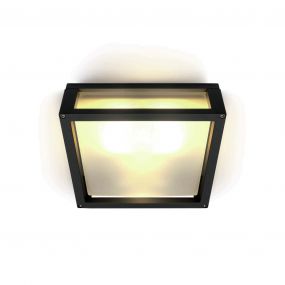 ONE Light Outdoor E27 Square - buiten plafond/wandverlichting - 25 x 25 x 9,5 cm - IP54 - zwart