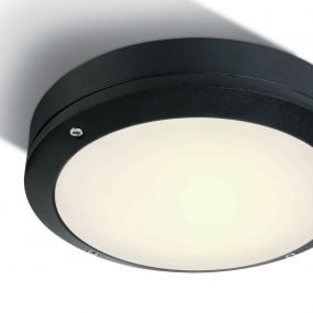 ONE Light Classic Outdoor Range - buiten plafondverlichting - Ø 22 x 6,5 cm - 10W LED incl. - IP54 - zwart