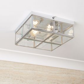 Searchlight Flush - plafondverlichting - 25 x 25 x 10 cm - chroom