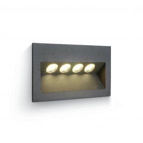 ONE Light Outdoor Wall Recessed - inbouw wandverlichting - 18 x 8 x 10,5 cm - 4 x 1W LED incl. - IP65 - antraciet