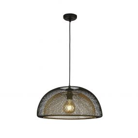 Searchlight Honeycomb - hanglamp - Ø 45,5 x 179 cm - mat zwart en goud