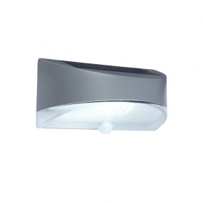 Lutec Bread - buiten wandlamp met sensor op zonne-energie - 22 x 12 x 11 cm - 1,2W LED incl. - IP44 - zilver grijs