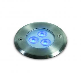 ONE Light LED Underwater Range - onderwater LED-spot - Ø 100 mm, Ø 88 mm inbouwmaat - 3 x 1W dimmable LED incl. - IP68 - stainless steel - blauw lichtkleur