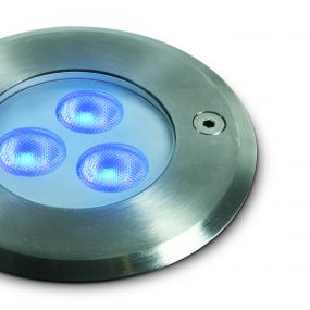 ONE Light LED Underwater Range - onderwater LED-spot - Ø 100 mm, Ø 88 mm inbouwmaat - 3 x 1W dimmable LED incl. - IP68 - stainless steel - blauw lichtkleur
